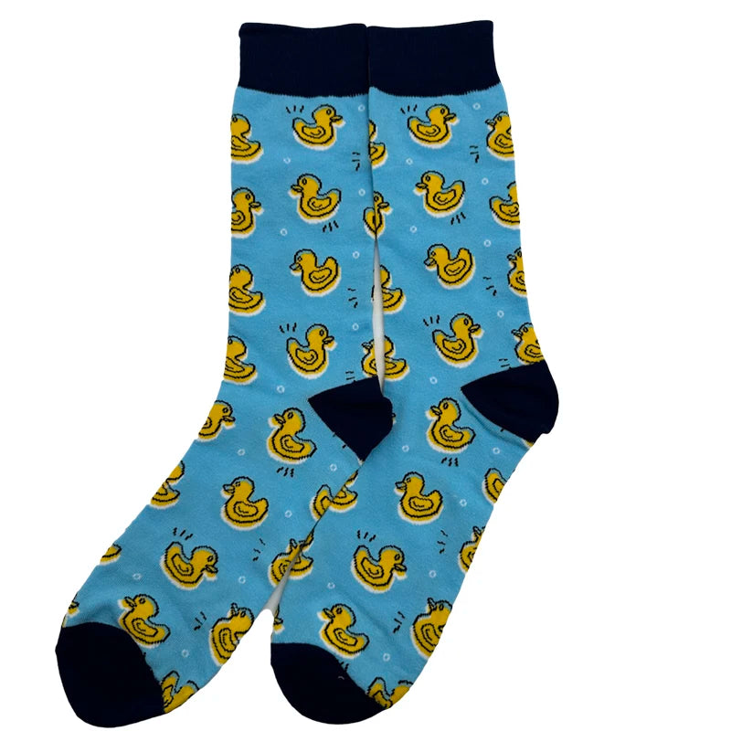 Lässige Socken – Lustiger Hai-, Bienen- und Enten-Cartoon-Druck, Harajuku-Skateboard-Stil