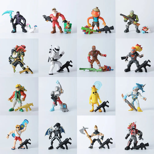 Kaufe 3 und erhalte 1 gratis – Fortnite-Actionfiguren mit Waffen und Werkzeugen (Peely, Skull Trooper, Fishstick, Blackheart)