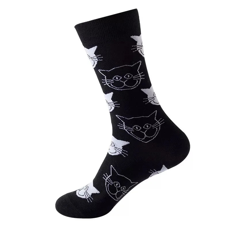 Hip-Hop-Socken aus gekämmter Baumwolle – Harajuku-Designs mit Früchten, Tieren und Ölgemälden