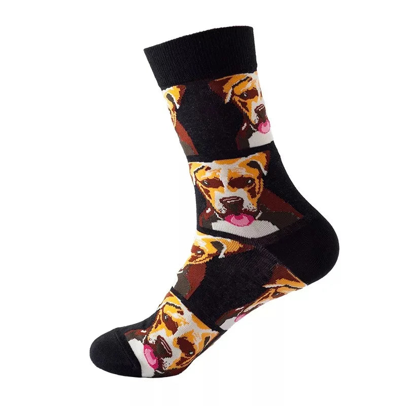 Hip-Hop-Socken aus gekämmter Baumwolle – Harajuku-Designs mit Früchten, Tieren und Ölgemälden