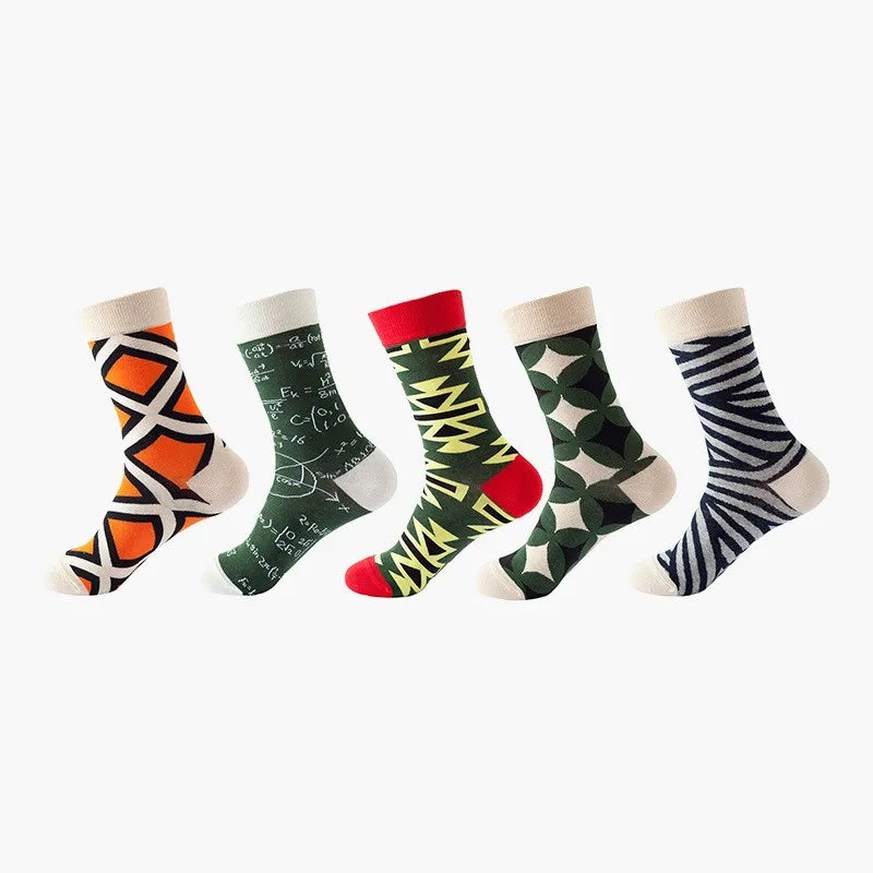 Hip-Hop-Socken aus gekämmter Baumwolle – Harajuku-Designs mit Früchten, Tieren und Ölgemälden