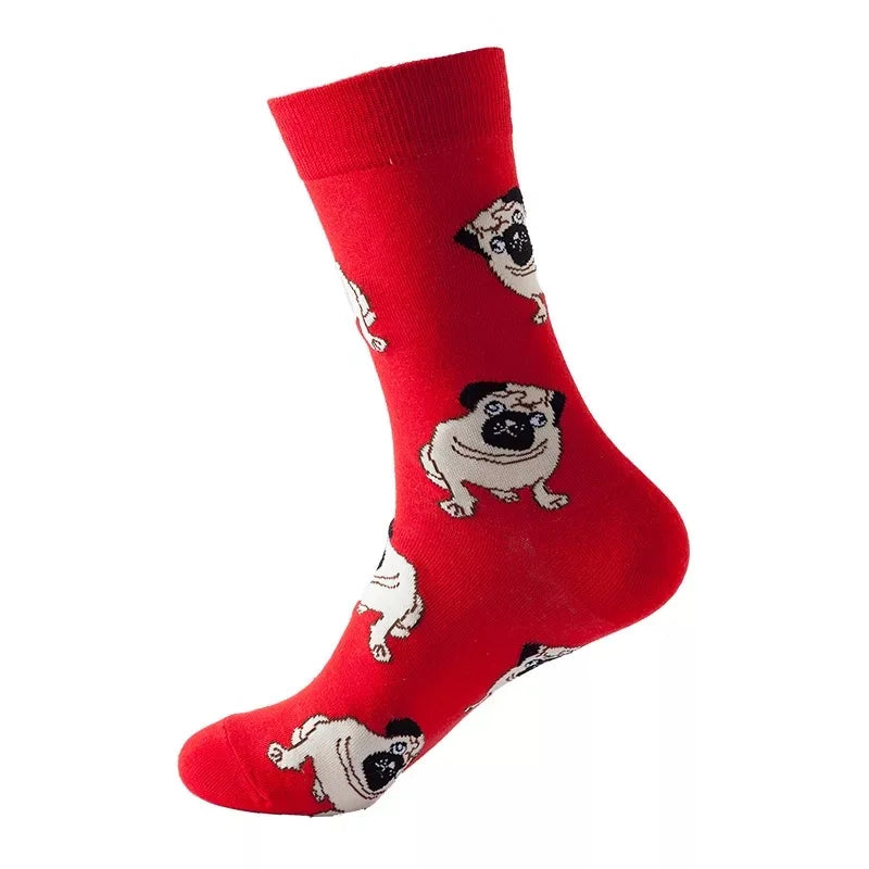 Hip-Hop-Socken aus gekämmter Baumwolle – Harajuku-Designs mit Früchten, Tieren und Ölgemälden