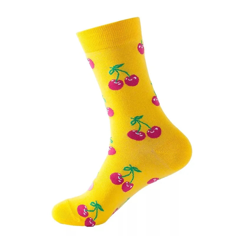 Hip-Hop-Socken aus gekämmter Baumwolle – Harajuku-Designs mit Früchten, Tieren und Ölgemälden