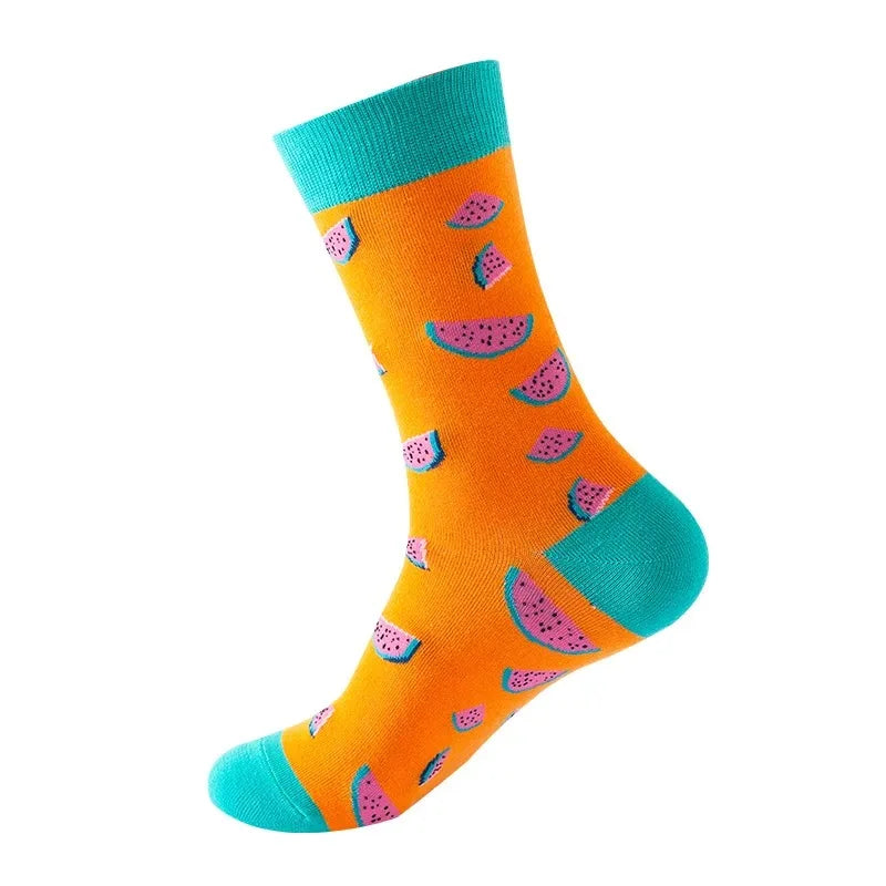 Hip-Hop-Socken aus gekämmter Baumwolle – Harajuku-Designs mit Früchten, Tieren und Ölgemälden