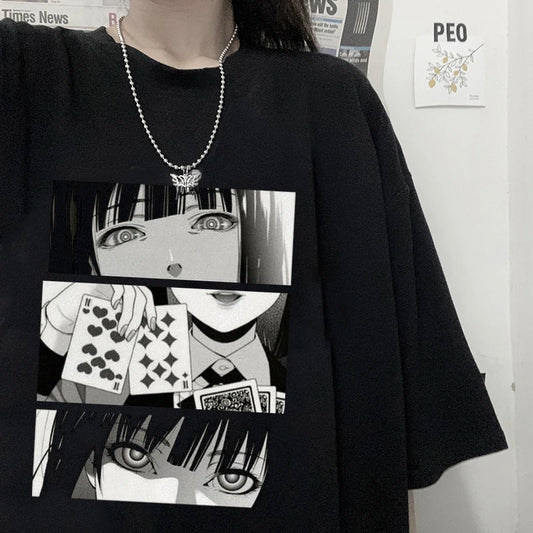 Quality Japanese Anime Kakegurui T-Shirt Casual Harajuku Top Short Sleeves Summer Cosplay Tees Eye Catching