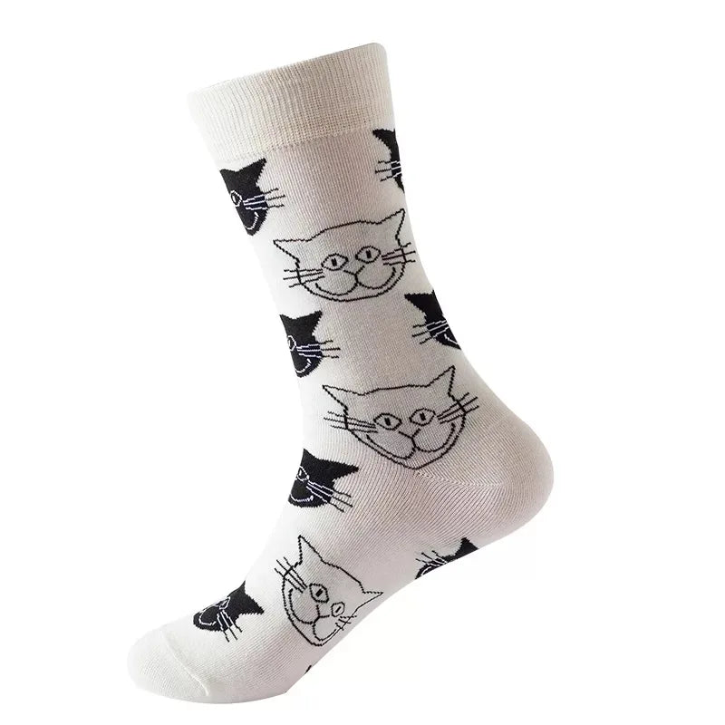 Hip-Hop-Socken aus gekämmter Baumwolle – Harajuku-Designs mit Früchten, Tieren und Ölgemälden