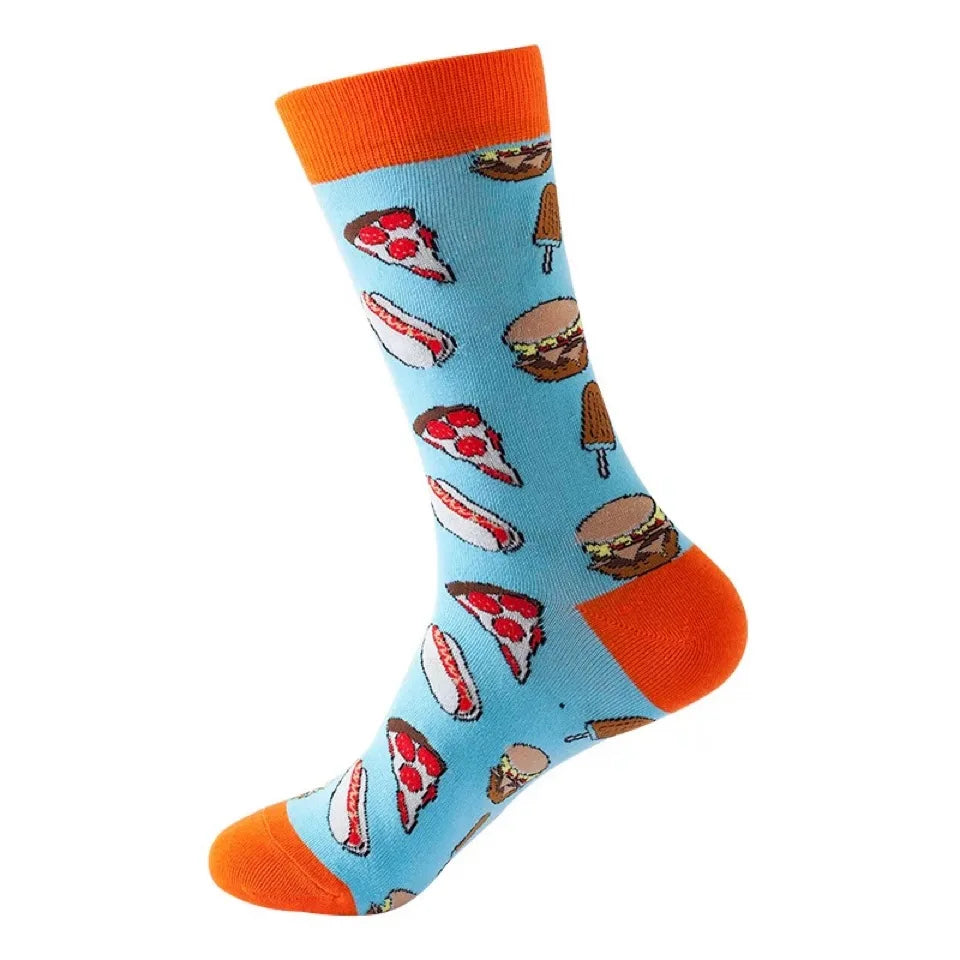 Hip-Hop-Socken aus gekämmter Baumwolle – Harajuku-Designs mit Früchten, Tieren und Ölgemälden