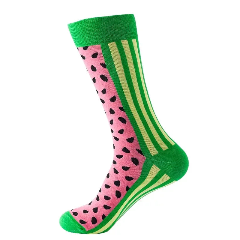 Hip-Hop-Socken aus gekämmter Baumwolle – Harajuku-Designs mit Früchten, Tieren und Ölgemälden