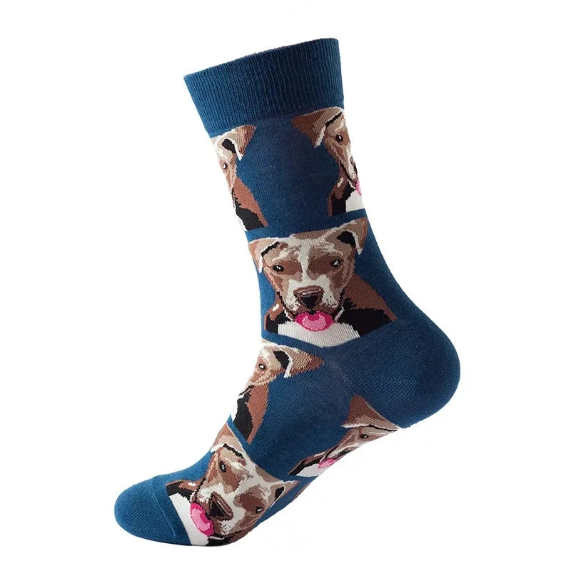 Hip-Hop-Socken aus gekämmter Baumwolle – Harajuku-Designs mit Früchten, Tieren und Ölgemälden