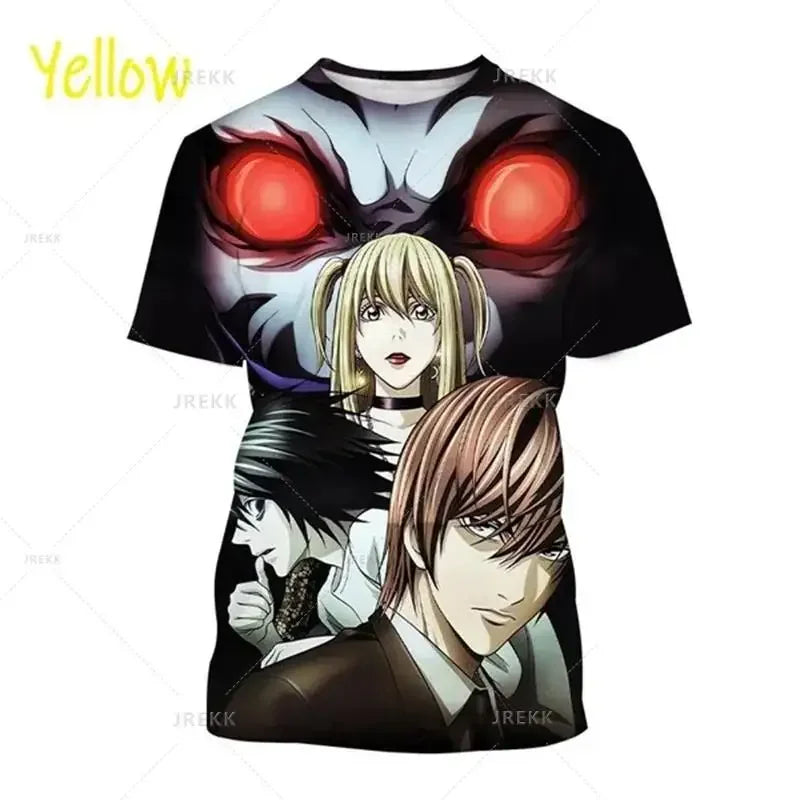 T-shirt d'été imprimé en 3D Death Note