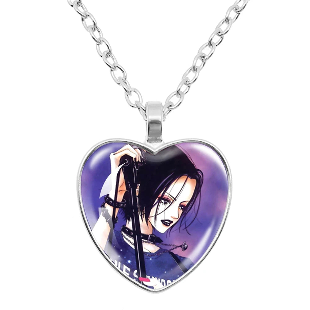 Collier en verre en forme de cœur de l'anime japonais NANA Osaki - Bijoux tendance et pendentif de sac - Cadeau pour les fans