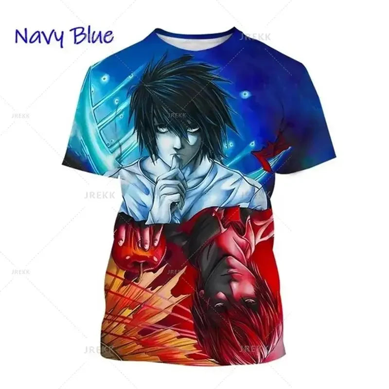 T-shirt d'été imprimé en 3D Death Note