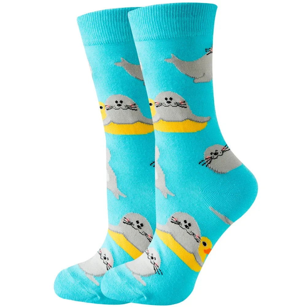Süße Cartoon Tier & Blumen Socken – Kawaii Harajuku Mode für Herbst & Winter