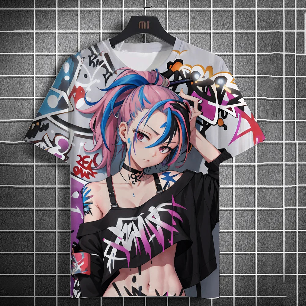 T-shirt personnage d'anime – Impression d'art graffiti 3D de beauté sexy