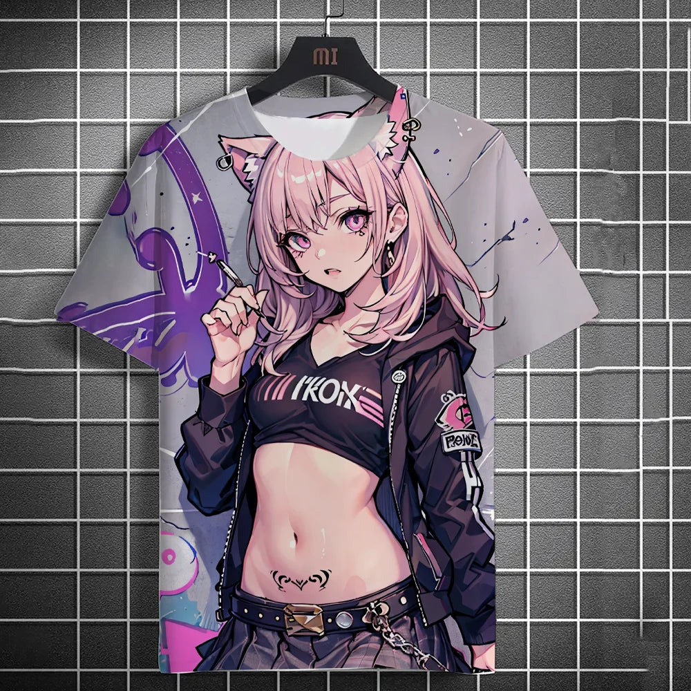 T-shirt personnage d'anime – Impression d'art graffiti 3D de beauté sexy