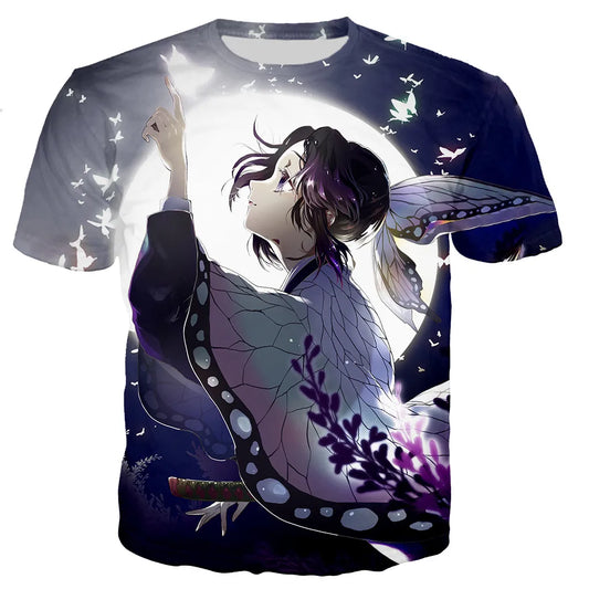 Demon Slayer Kochou Shinobu 3D-bedrucktes T-Shirt im Harajuku-Stil, Unisex