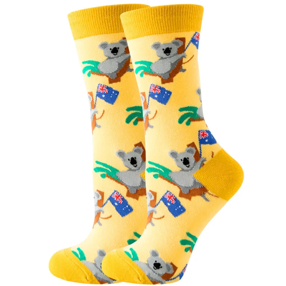 Süße Cartoon Tier & Blumen Socken – Kawaii Harajuku Mode für Herbst & Winter