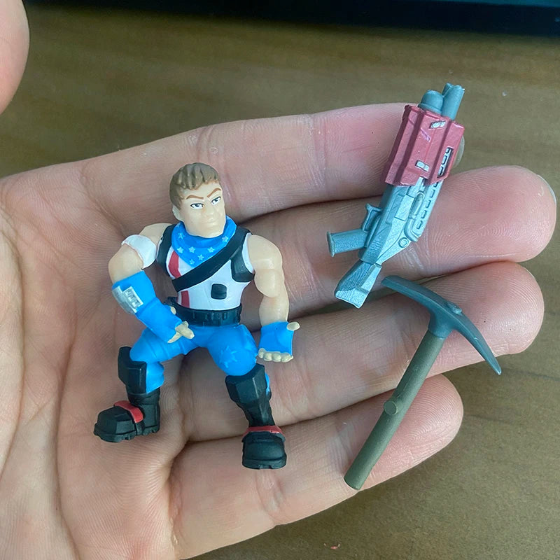 Kaufe 3 und erhalte 1 gratis – Fortnite-Actionfiguren mit Waffen und Werkzeugen (Peely, Skull Trooper, Fishstick, Blackheart)