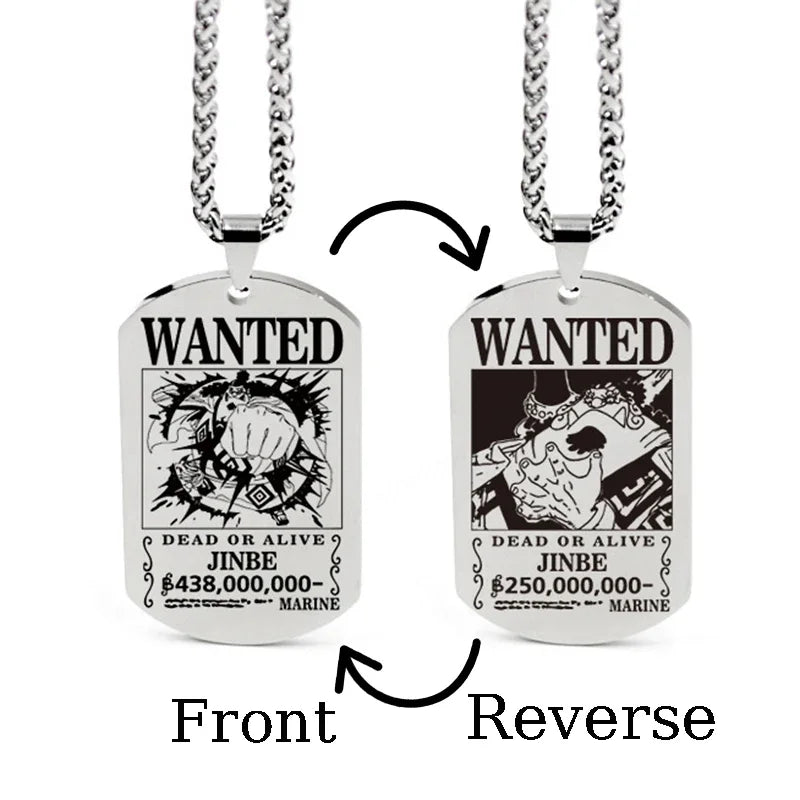 One Piece Wanted Poster Necklace Pendant - Luffy & Zoro Metal Charms | Unisex Jewelry & Gifts