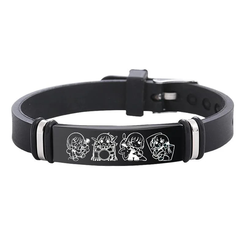 BOCCHI THE ROCK Anime Gotou Bracelets Stainless Steel Adjustable Wristband Jewellery for Men and Women Silicone Material