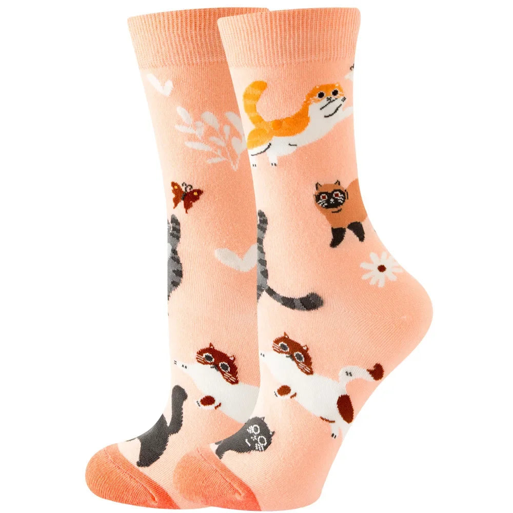 Süße Cartoon Tier & Blumen Socken – Kawaii Harajuku Mode für Herbst & Winter