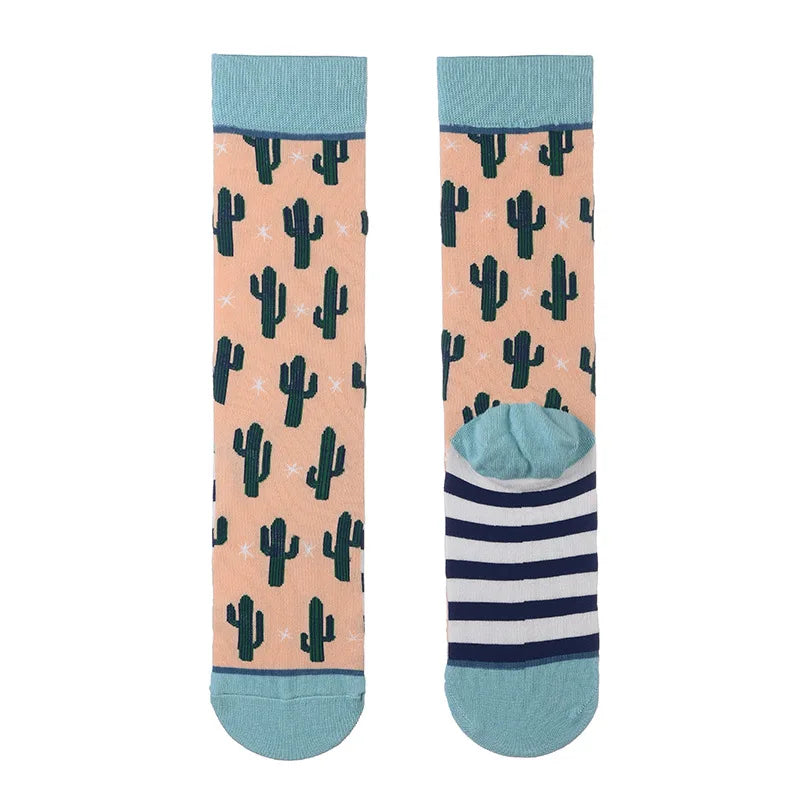 Modische bunte Pflanzen- und Igelsocken – Frühlings-Herbst-Baumwollsocken