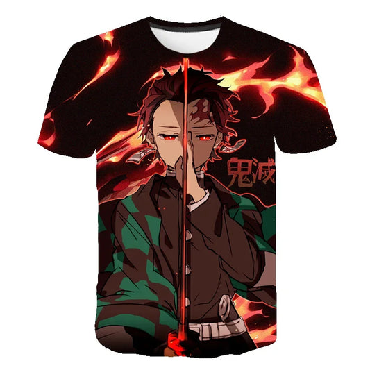 T-shirt imprimé 3D Demon Slayer Rengoku Kyoujurou