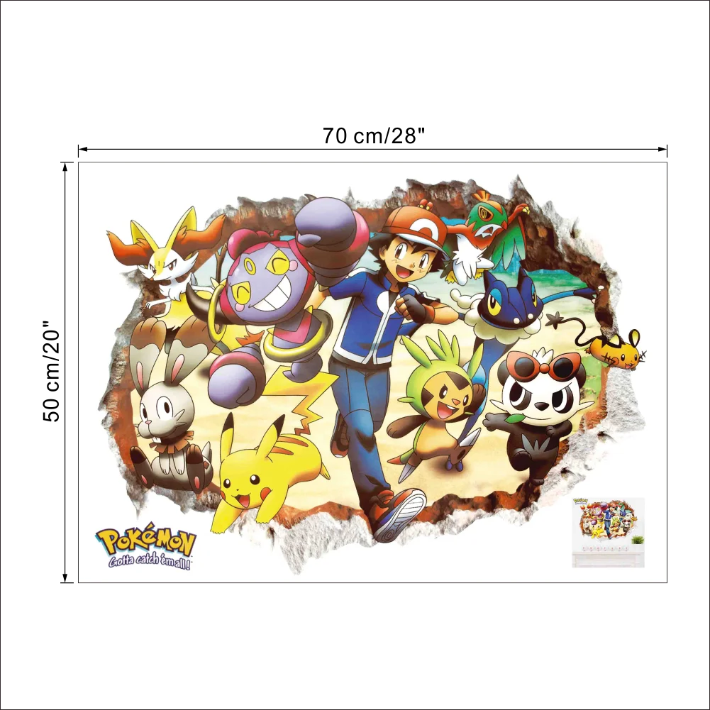 Sticker mural Pokémon Pikachu pour enfants Décoration murale Affiches