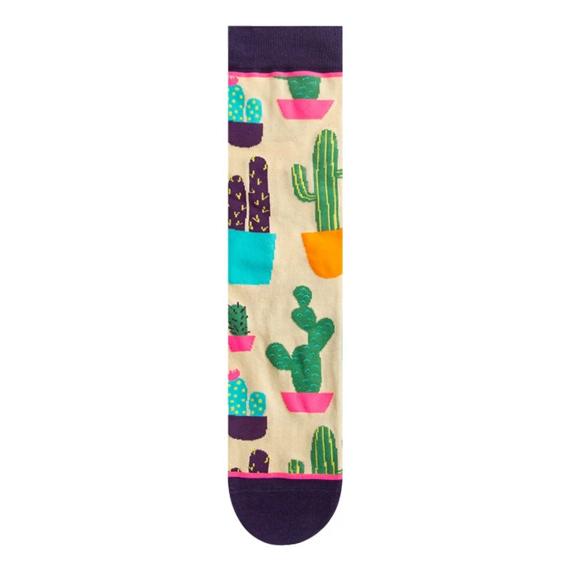 Modische bunte Pflanzen- und Igelsocken – Frühlings-Herbst-Baumwollsocken