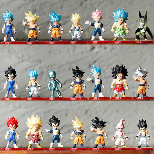 Figurine d'action Anime Dragon Ball Super Saiyan Son Goku Modèle Cadeaux à collectionner 7 cm 21 pièces dans un ensemble