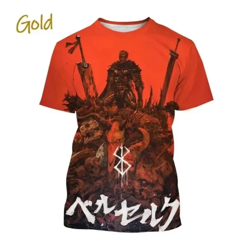Anime Berserker T-Shirt 3D-Druck Street Style Casual Herren T-Shirt