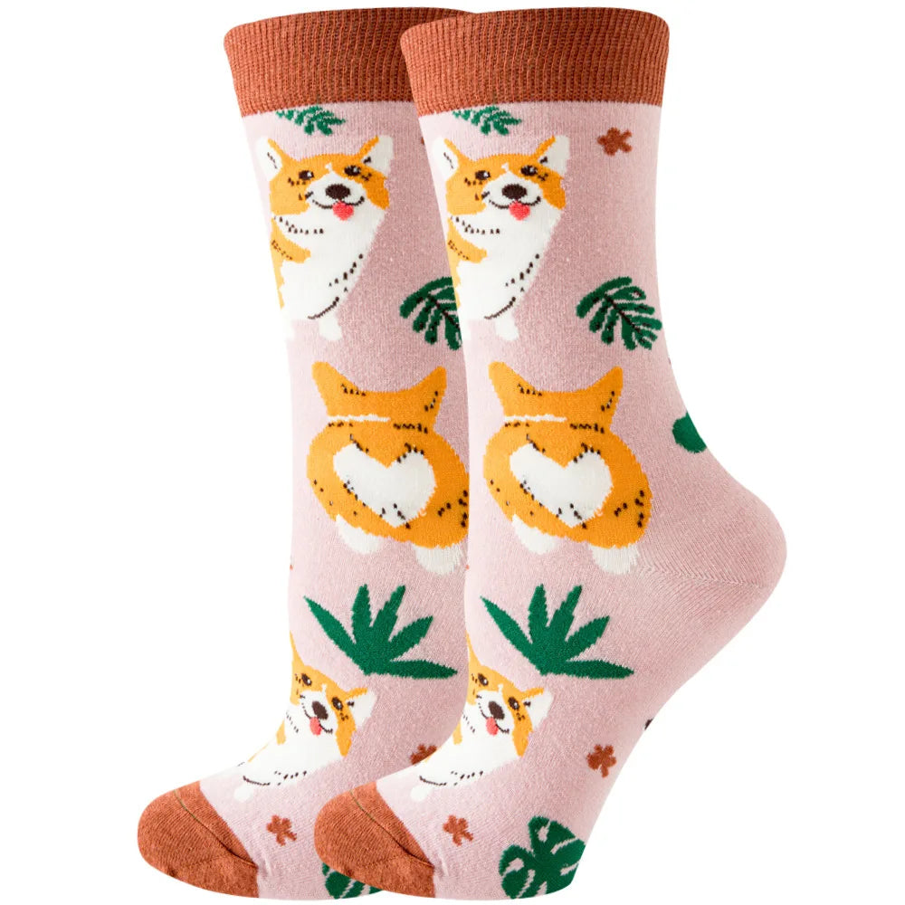 Süße Cartoon Tier & Blumen Socken – Kawaii Harajuku Mode für Herbst & Winter