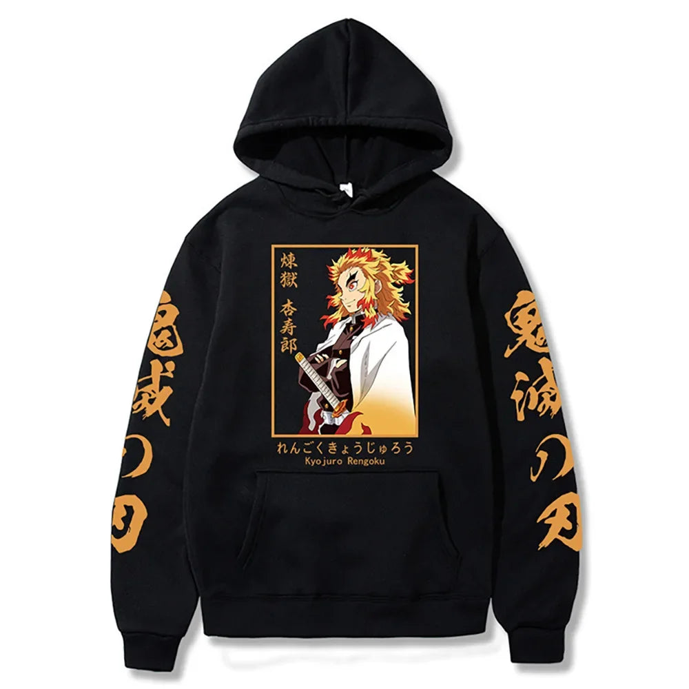 Anime Demon Slayer Hoodies Kamado Nezuko Print Unisex Plus Size Round Neck Streetwear Pullover Top for Men and Women