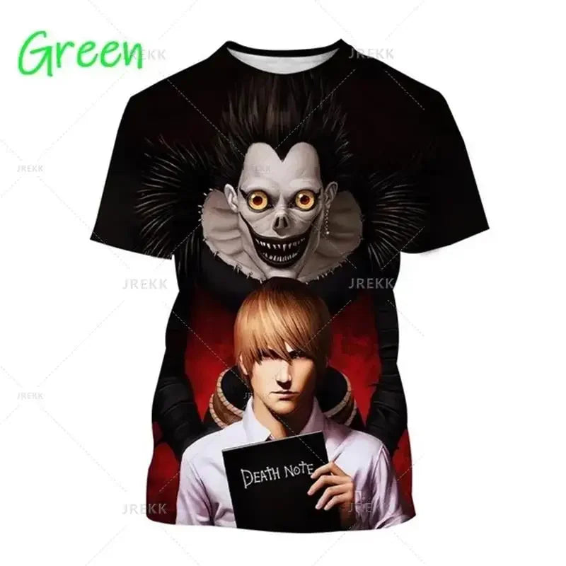 T-shirt d'été imprimé en 3D Death Note