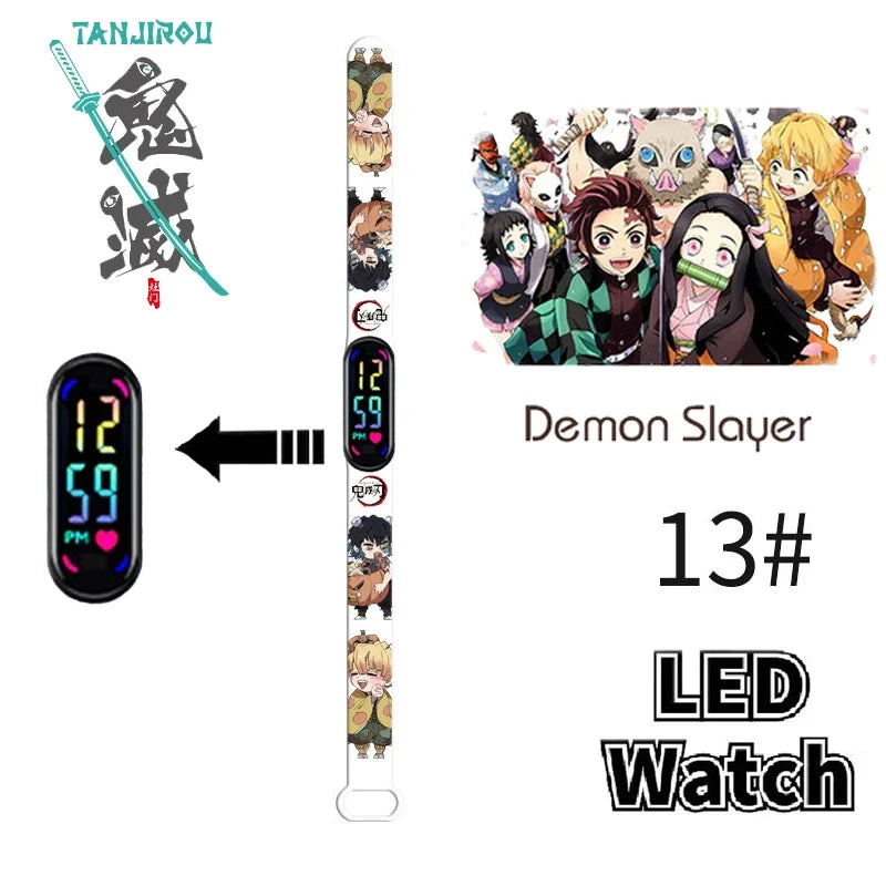 Pokémon & Demon Slayer LED-Uhr – Tanjirou & Nezuko Silikon-Touchscreen, wasserdicht, Sportgeschenk