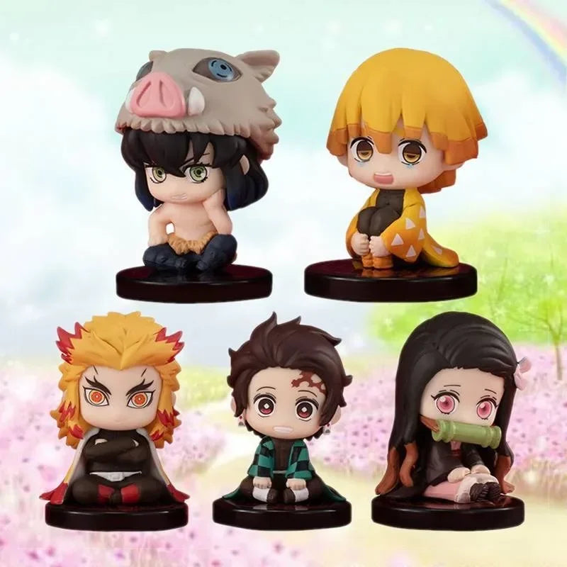 5pcs Demon Slayer Qposket Figures – Nezuko, Tanjirou, Zenitsu, Inosuke, Kyoujurou, Giyuu PVC Model Toys for Children Gift