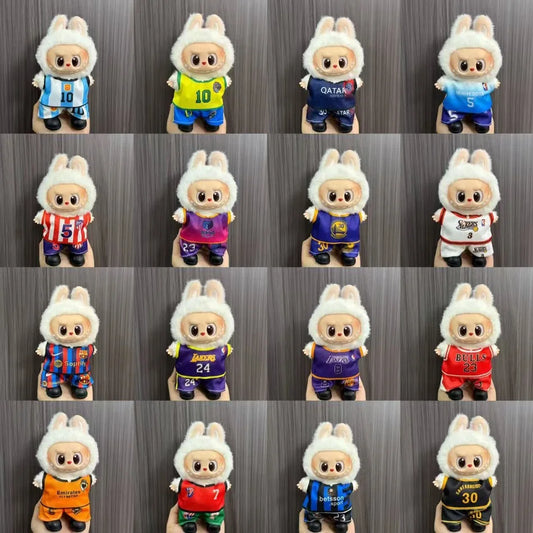 Anime Labubu Puppe Kleidung Fußball Basketball Trikots Labubu Idol V1 V2 Puppen Kleidung Zubehör 15/17 cm Plüsch Puppe Universal