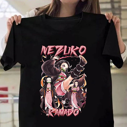 T-Shirt mit Kamado Nezuko-Grafik, lässige Sommermode für Damen