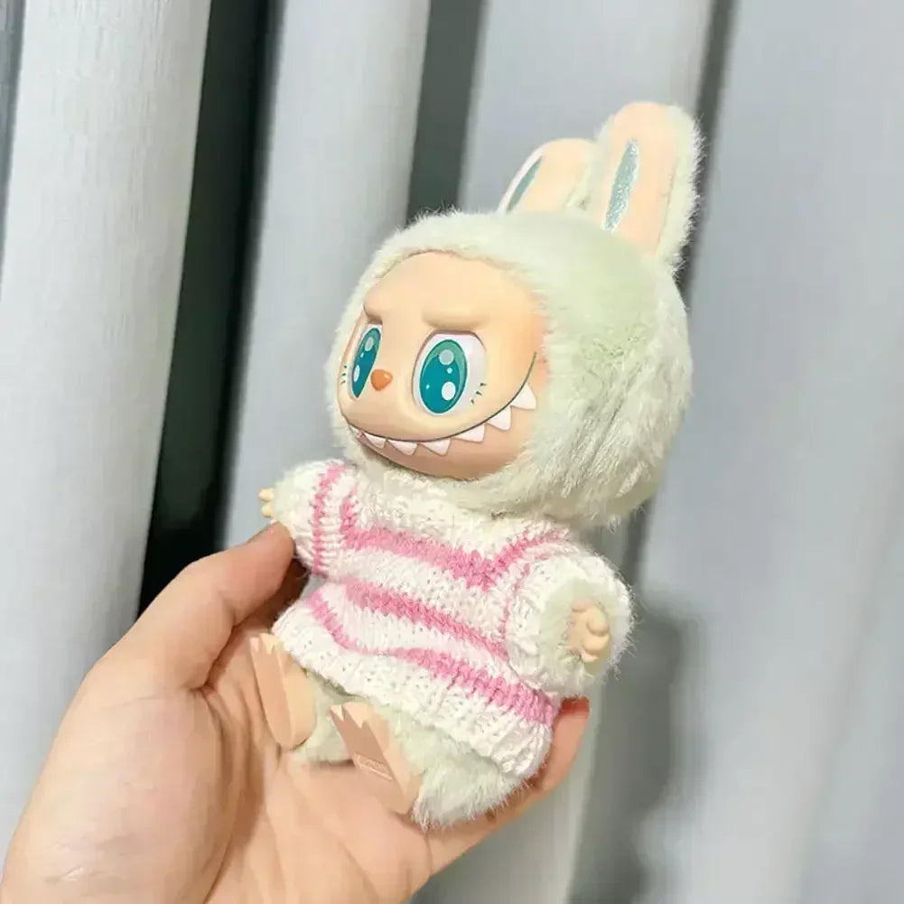 Labubu V1 V2 Party Rosa Weiß Gestreifter Pullover Cup Kleidung Idol Niedliche Puppenkleidung Mode Pullover Outfit Zubehör Sitzen
