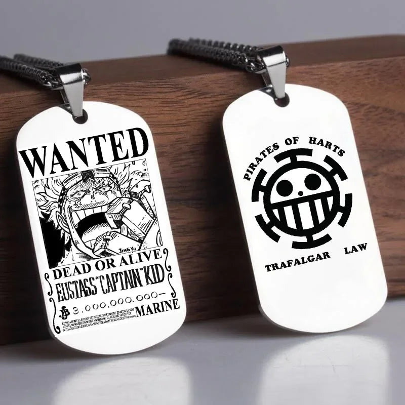 One Piece Wanted Poster Necklace Pendant - Luffy & Zoro Metal Charms | Unisex Jewelry & Gifts