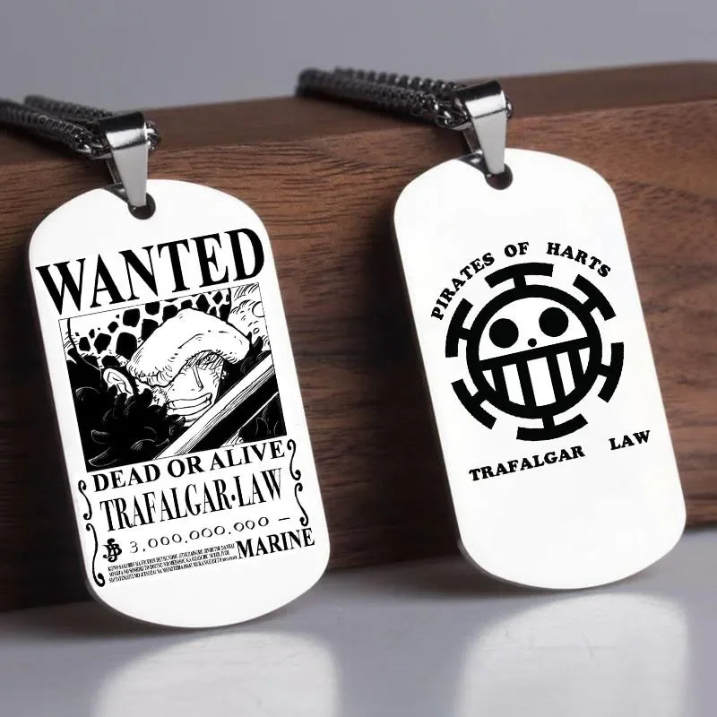 One Piece Wanted Poster Necklace Pendant - Luffy & Zoro Metal Charms | Unisex Jewelry & Gifts