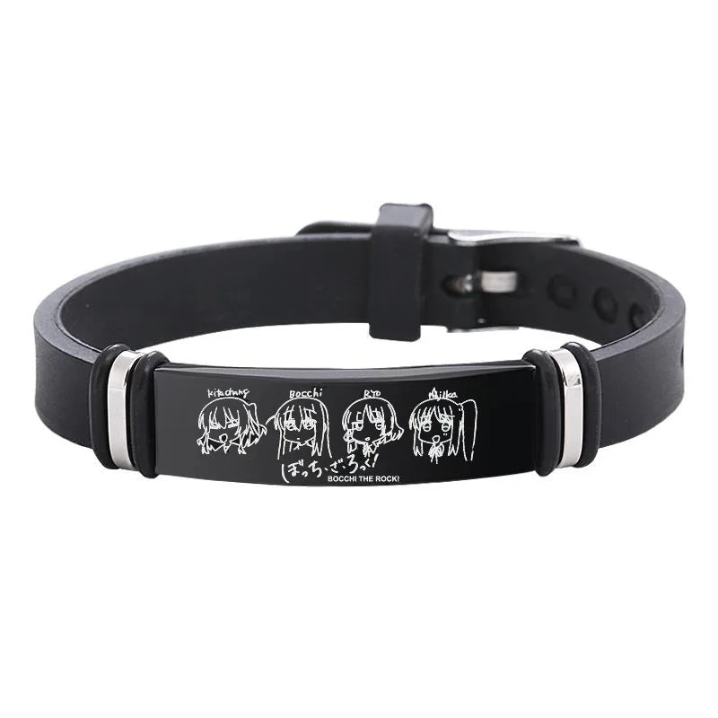 BOCCHI THE ROCK Anime Gotou Bracelets Stainless Steel Adjustable Wristband Jewellery for Men and Women Silicone Material