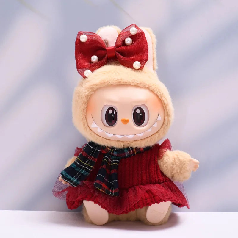 17 cm Puppe Plüsch Dress Up Labubu Puppenkleidung Set Trendiges und süßes Kleidungsstück Anzug Spielzeug Puppenzubehör