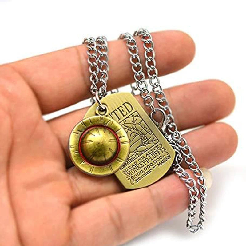 One Piece Luffy Skeleton Necklace – Straw Hat Pirates Rope Chain Pendant, Anime Cosplay for Men