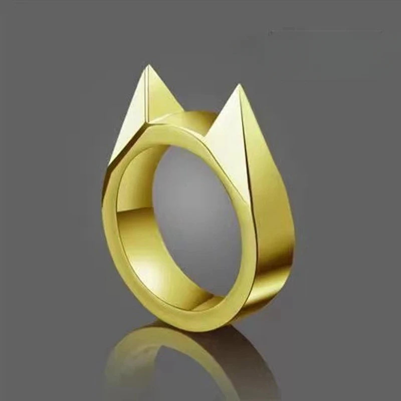Bagues d'autodéfense unisexes en forme d'oreilles de chat mignon - Bijoux de phalange en métal multifonctionnels pour femmes et hommes