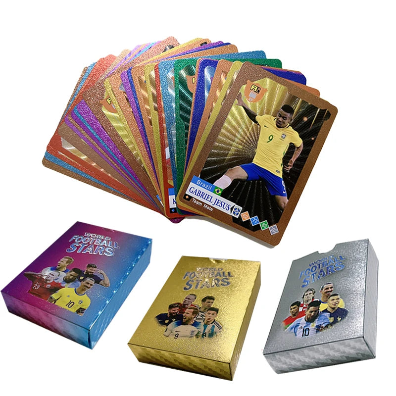 55-27PCS  Football Cards Gold And Silver Limited Edition World Superstar Cards