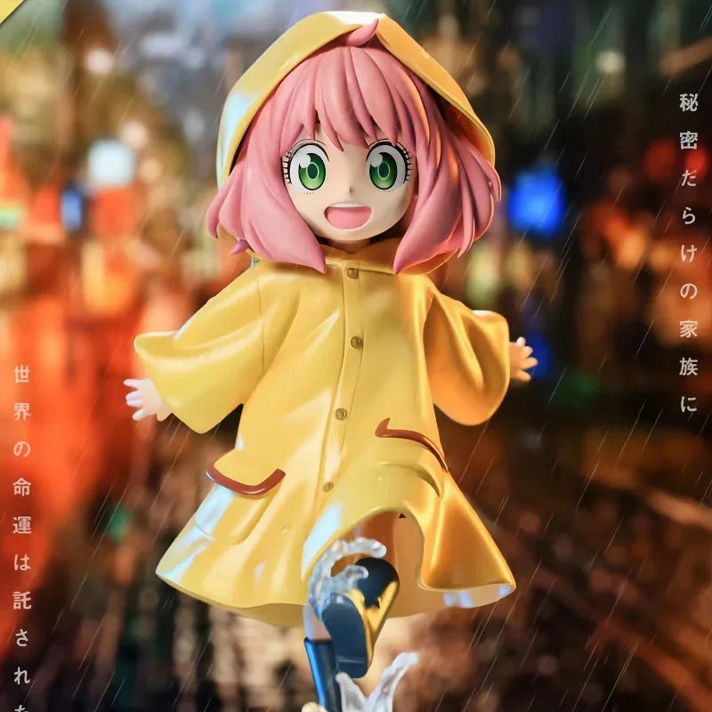 12.5cm Spy x Family Anya Forger Raincoat Figure – Cute PVC Collectible Model Doll