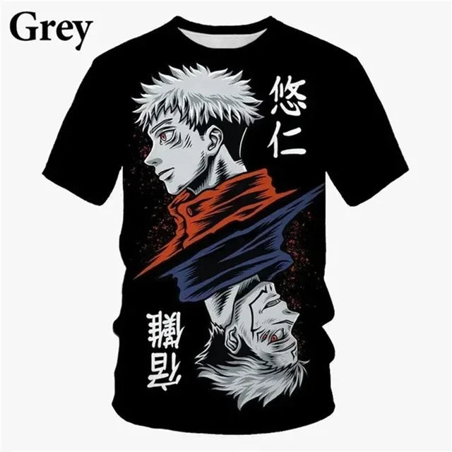 T-shirt imprimé en 3D Jujutsu Kaisen T-shirt d'été décontracté avec dessin animé