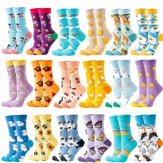 Süße Cartoon Tier & Blumen Socken – Kawaii Harajuku Mode für Herbst & Winter
