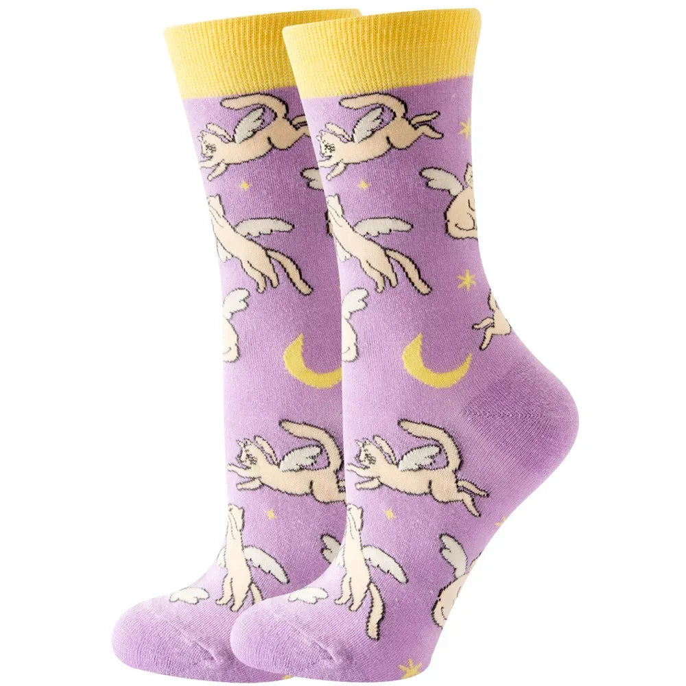 Süße Cartoon Tier & Blumen Socken – Kawaii Harajuku Mode für Herbst & Winter